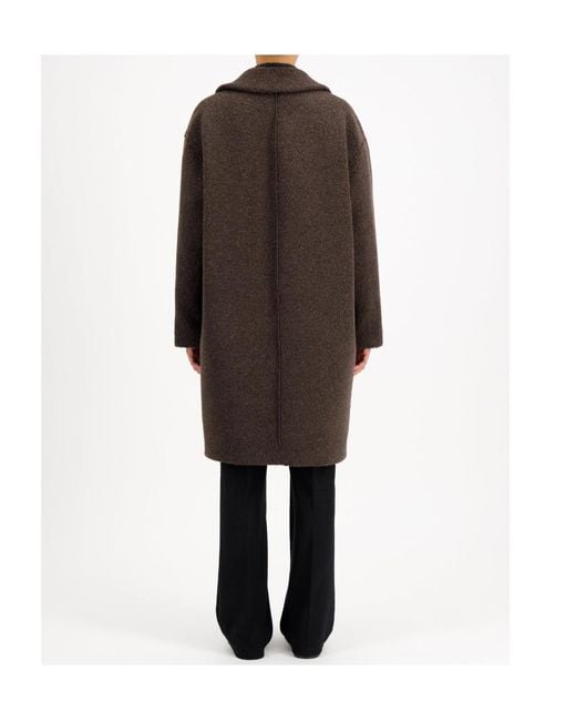 Harris Wharf London Brown Dropped Shoulder Coat Boucle