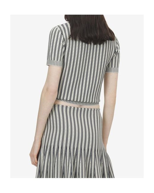 McQueen Gray Striped Knit Top