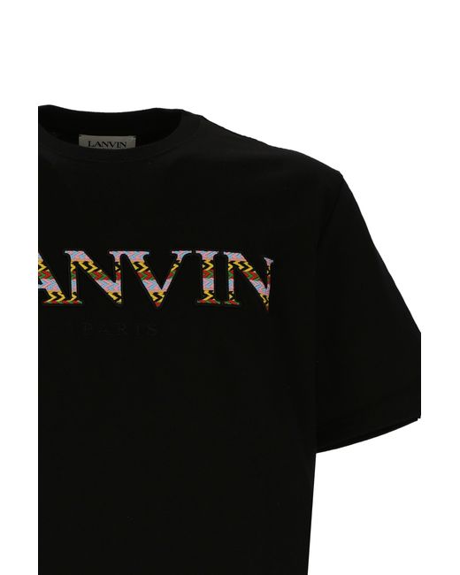 Lanvin Black Contrast Logo-Print Crew-Neck T-Shirt for men