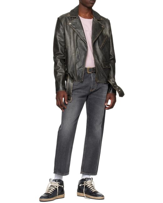 Golden Goose Deluxe Brand Black Zipped Biker Jacket for men