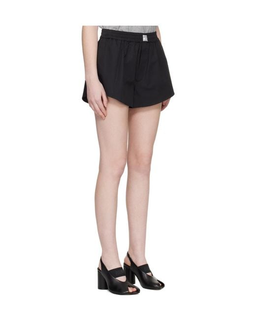 MM6 by Maison Margiela Black Elastic Waist Shorts