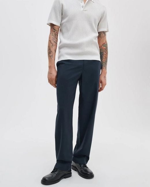 Rag & Bone Blue Baggy Wool Trousers for men