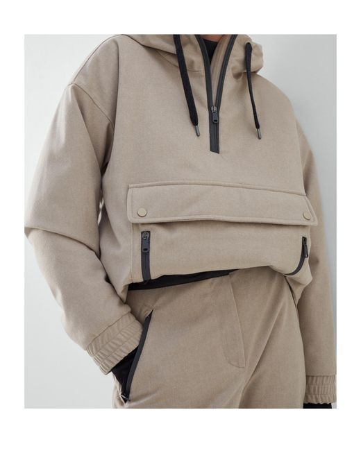 Brunello Cucinelli Gray Half Zipped Long-Sleeve Hoodie