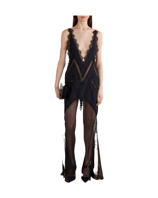 Tom Ford Black Sheer Lace Panel Dress