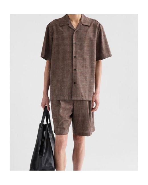 Jil Sander Brown Checked Short Sleeved Shirt for men