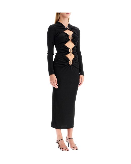 Christopher Esber Black Orbit Ruched Long Sleeve Dress