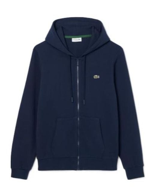Lacoste Blue Logo Patch Zipped Hoodie for men