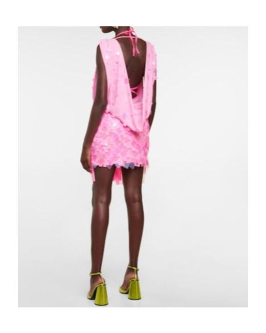 The Attico Pink Embellished Minidress