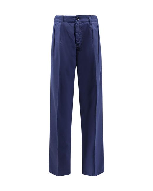 Aspesi Blue Pleated Straight-Leg Trousers for men