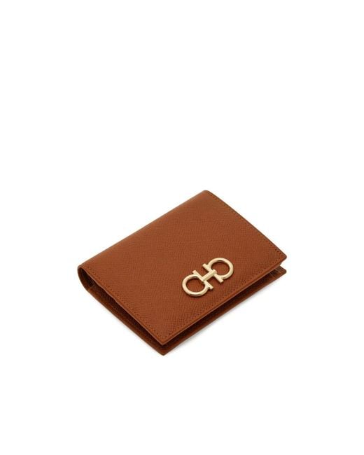 Ferragamo Brown Gancini Compact Wallet