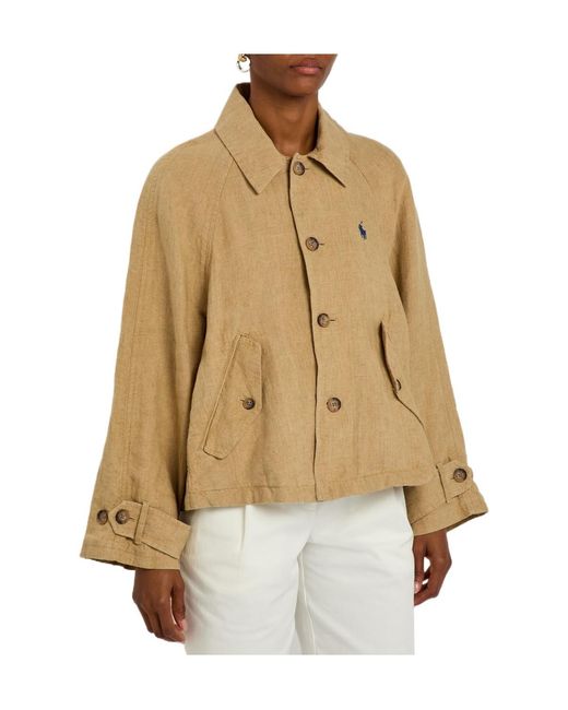 Polo Ralph Lauren Natural Logo-Embroidered Linen Oveshirt