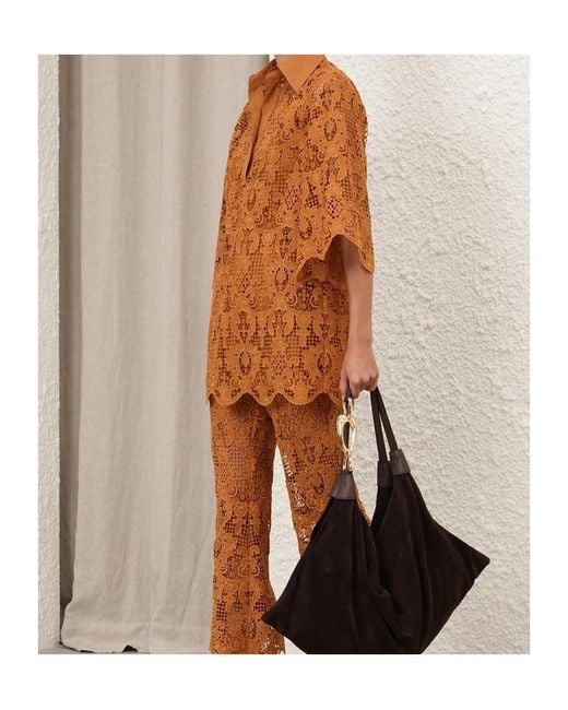 Zimmermann Brown Coco Laced Tunic Top