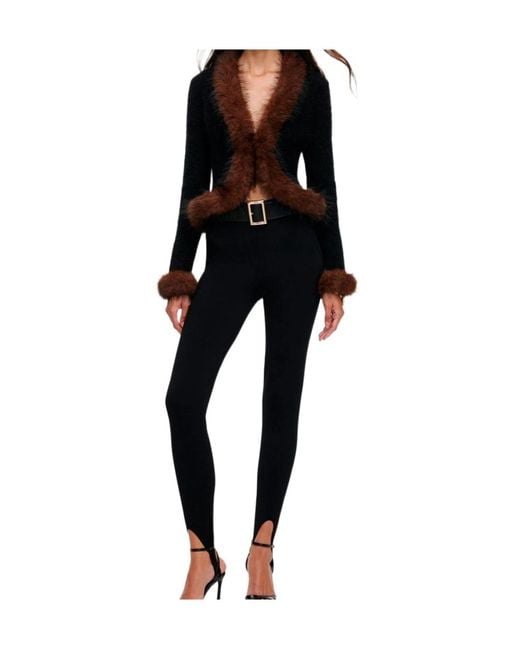 Self-Portrait Black Knit Sweater With A Fur Collar