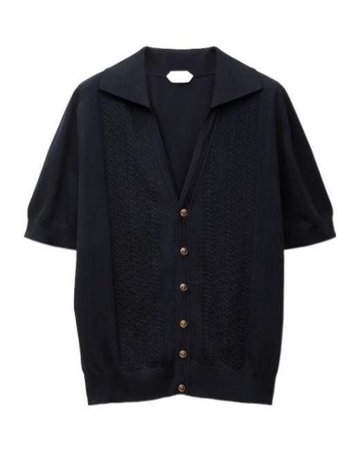 Versace Black V-Neck Knitted Polo Shirt for men