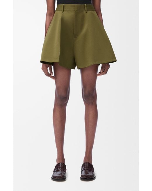 Loewe Green Trapeze Mid-Waist Shorts