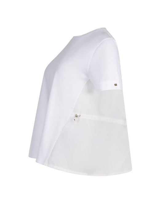 Herno White Sheer Back Drawstring T-Shirt