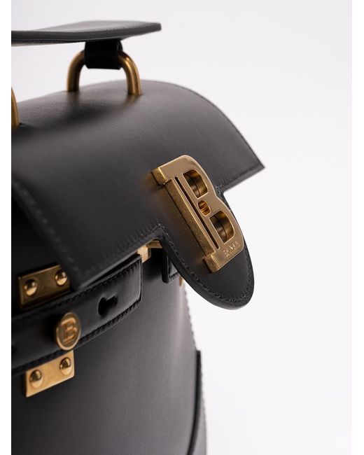 Balmain Black Smooth Leather B-Buzz 23 Bag