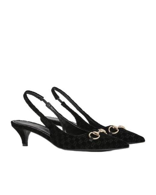 Gucci Black Horsebit Slingback Pumps
