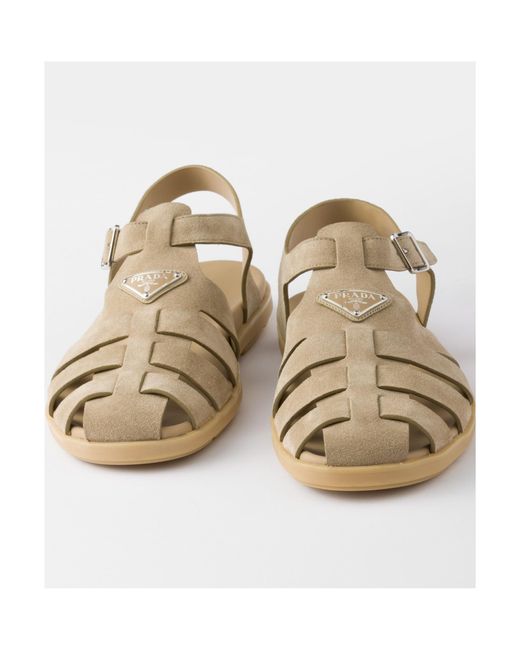 Prada Brown Suede Fisherman Sandals for men