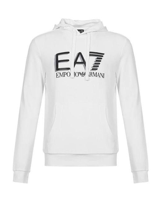 Emporio Armani White Logo Hooded Sweater for men