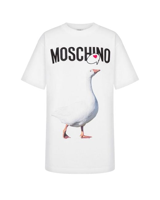 Moschino White Logo Printed Crewneck T-Shirt