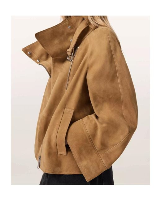 AllSaints Brown Rhodes Leather Jacket