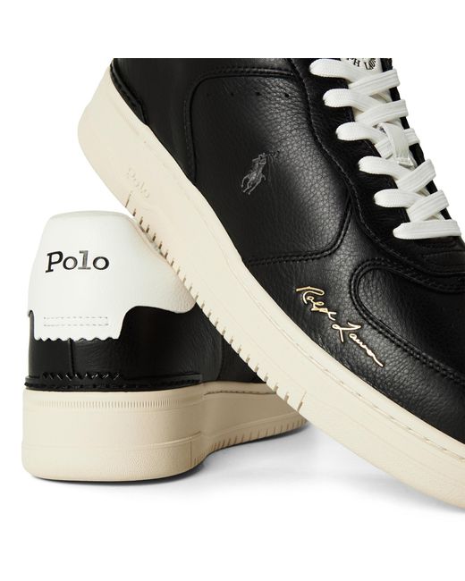 Polo Ralph Lauren Black Solid Color Court Trainers for men
