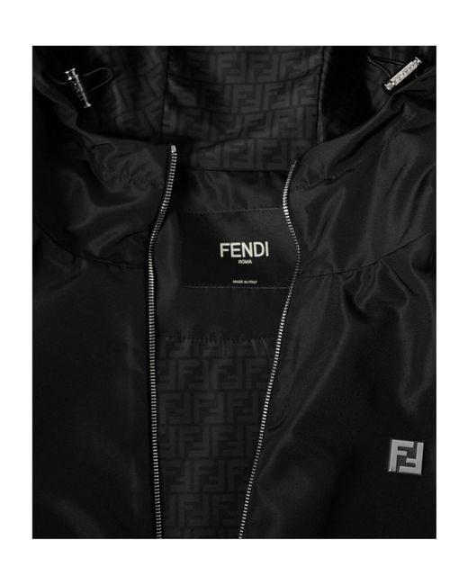 Fendi Black Hooded Windbreaker for men