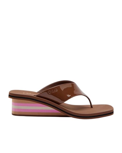 Chloé Brown Wedge Thong