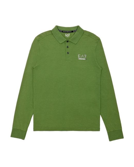 EA7 Green Polo Shirt With Logo Pattern for men
