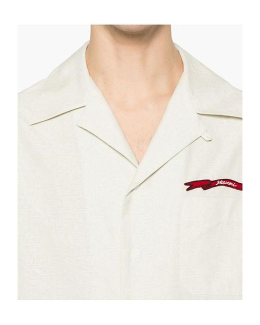 Marni White Logo-Embroidered Buttoned Shirt for men