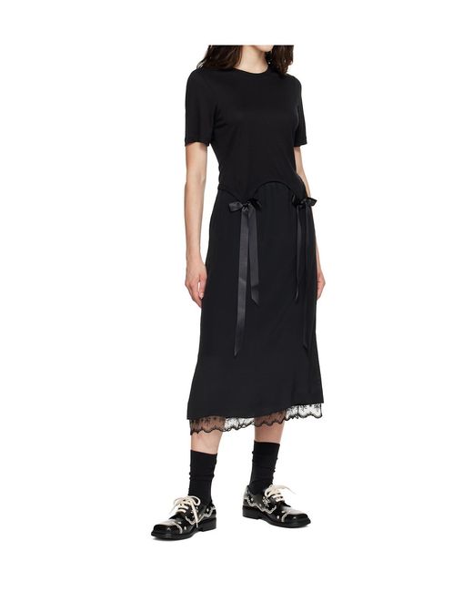 Simone Rocha Black Lace-Trim Midi Skirt