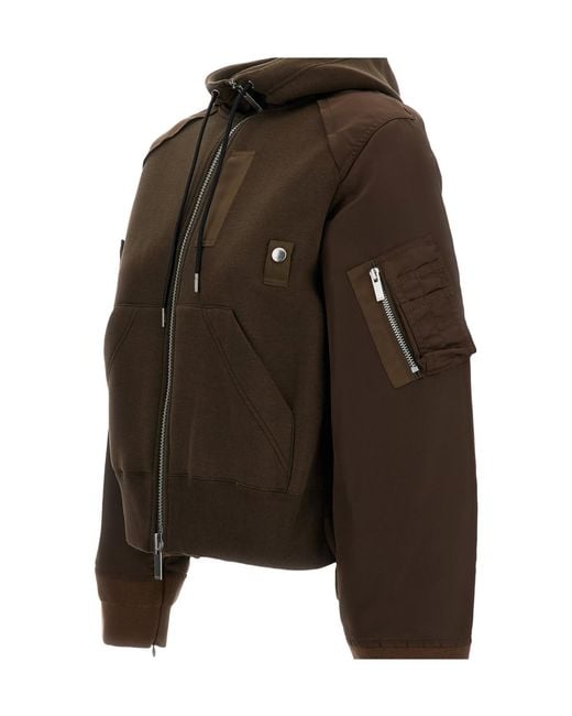 Sacai Brown Casual Hooded Jacket