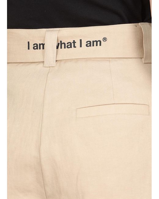 MSGM Natural Belted Straight-Leg Trousers