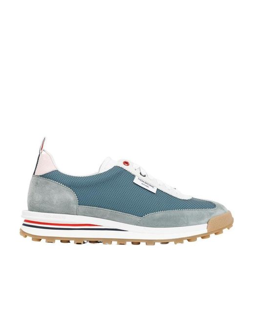 Thom Browne Blue Tech Runner Low-Top Panelled Sneakers for men