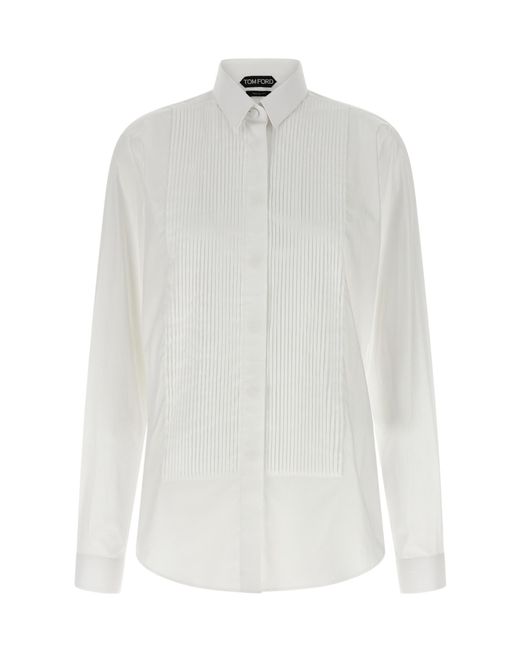 Tom Ford White Plastron Pleated Shirt