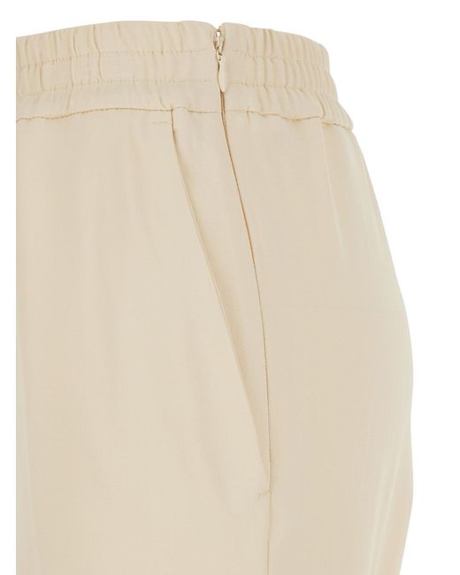 Twinset Natural Elastic-Waistband Flared Trousers