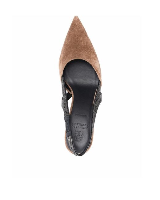 Brunello Cucinelli Brown Pointed Suede Pumps