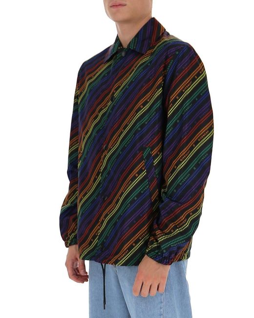 Givenchy Blue Chain-Print Buttoned Jacket for men