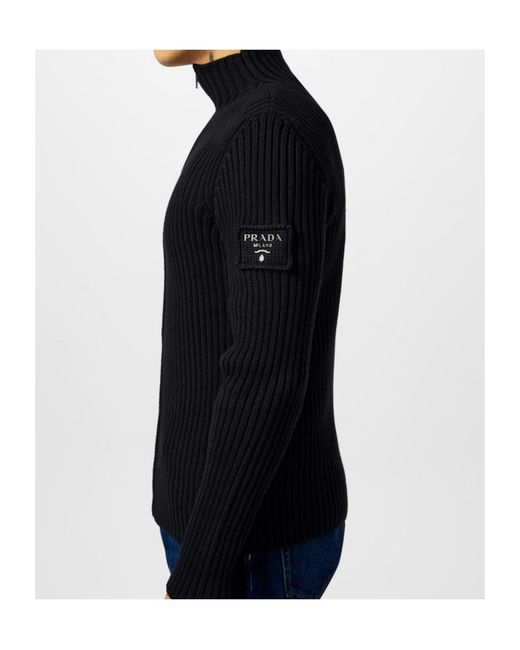 Prada Black Zip-Up Sweater for men