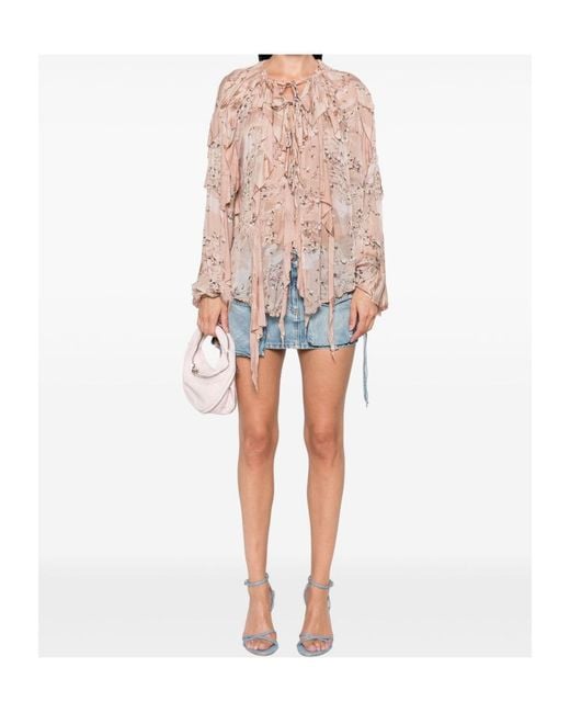 DIESEL Pink C-Lassy-R1 Ruffled Blouse
