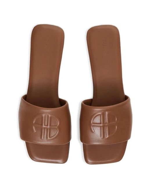Anine Bing Brown Leather Slides