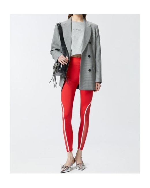 Pinko Red Stripe-Detailing Leggings