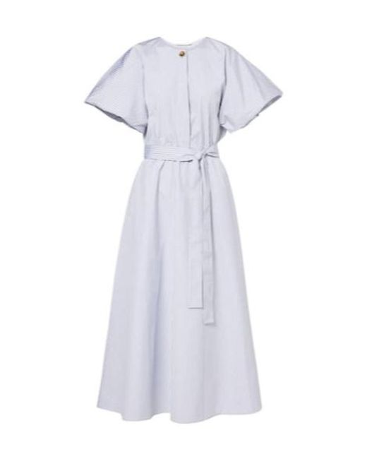 Altuzarra White Paulina Striped Cotton Midi Dress