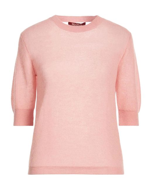 Max Mara Pink Solid-Color Knitted Short-Sleeved Top