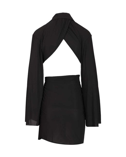 Amazuìn Black Ines Cut-Out Draped Dress