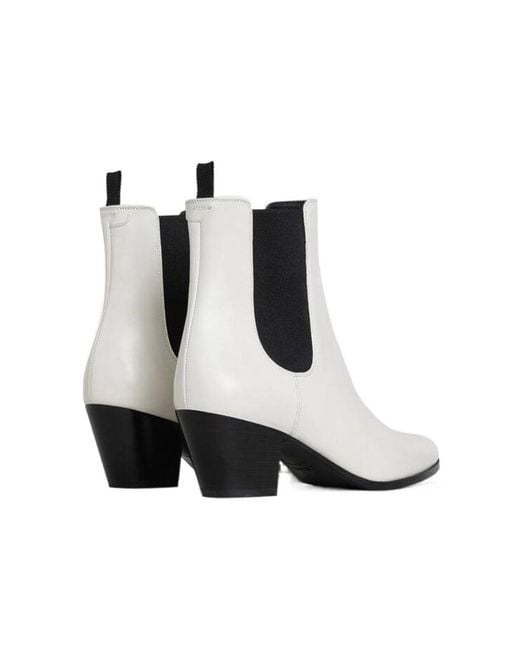 Céline White Saint Germain Des Pres Shiny Calfskin Boots