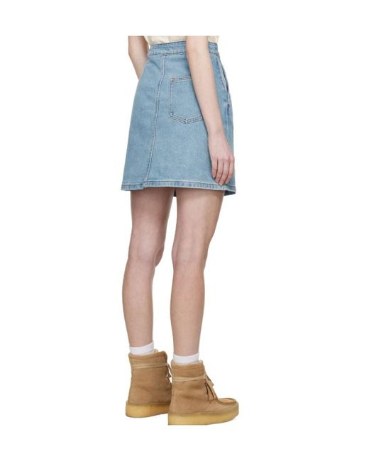 A.P.C. Blue Buttoned Denim Mini Skirt