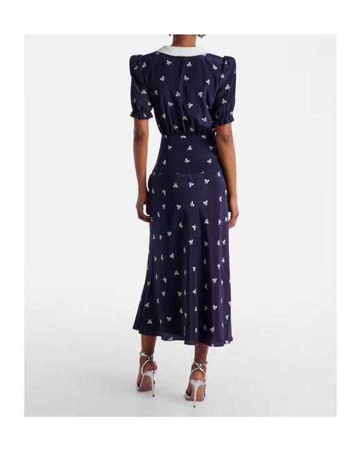 Alessandra Rich Blue Printed Silk Midi Dress