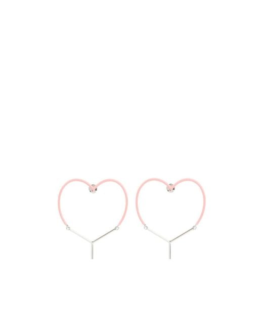 Y. Project White Two-Toned Heart-Shape Drop Earrings